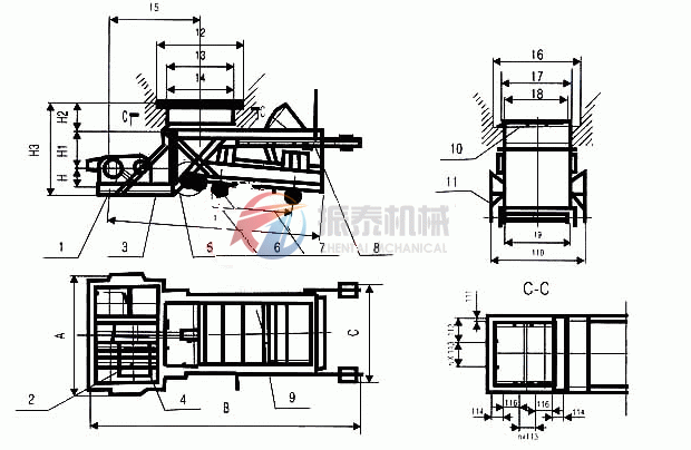 往復(fù)式給料機(jī)安裝示意圖